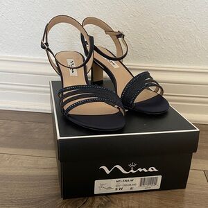 Nina Dark Blue Strappy Heels